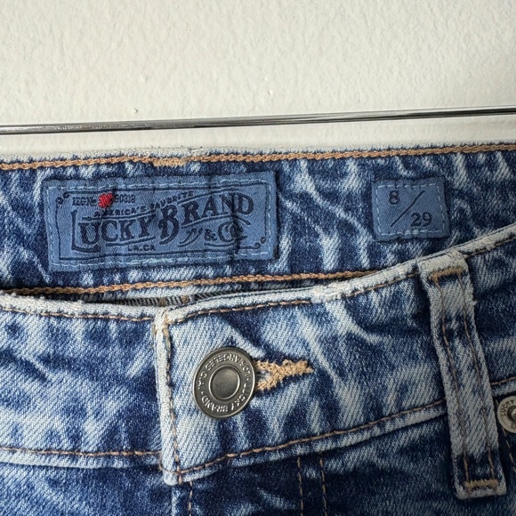 Lucky Brand Embroidered Jeans 8 High Rise Straight Crop Raw Hem Boho Aztec Geo - Picture 5 of 10